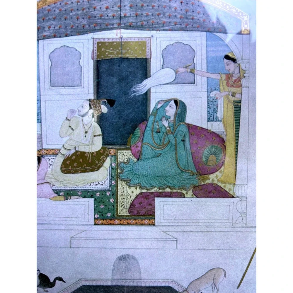 Vintage Framed Indian Pahari Nala Damayanti 15
